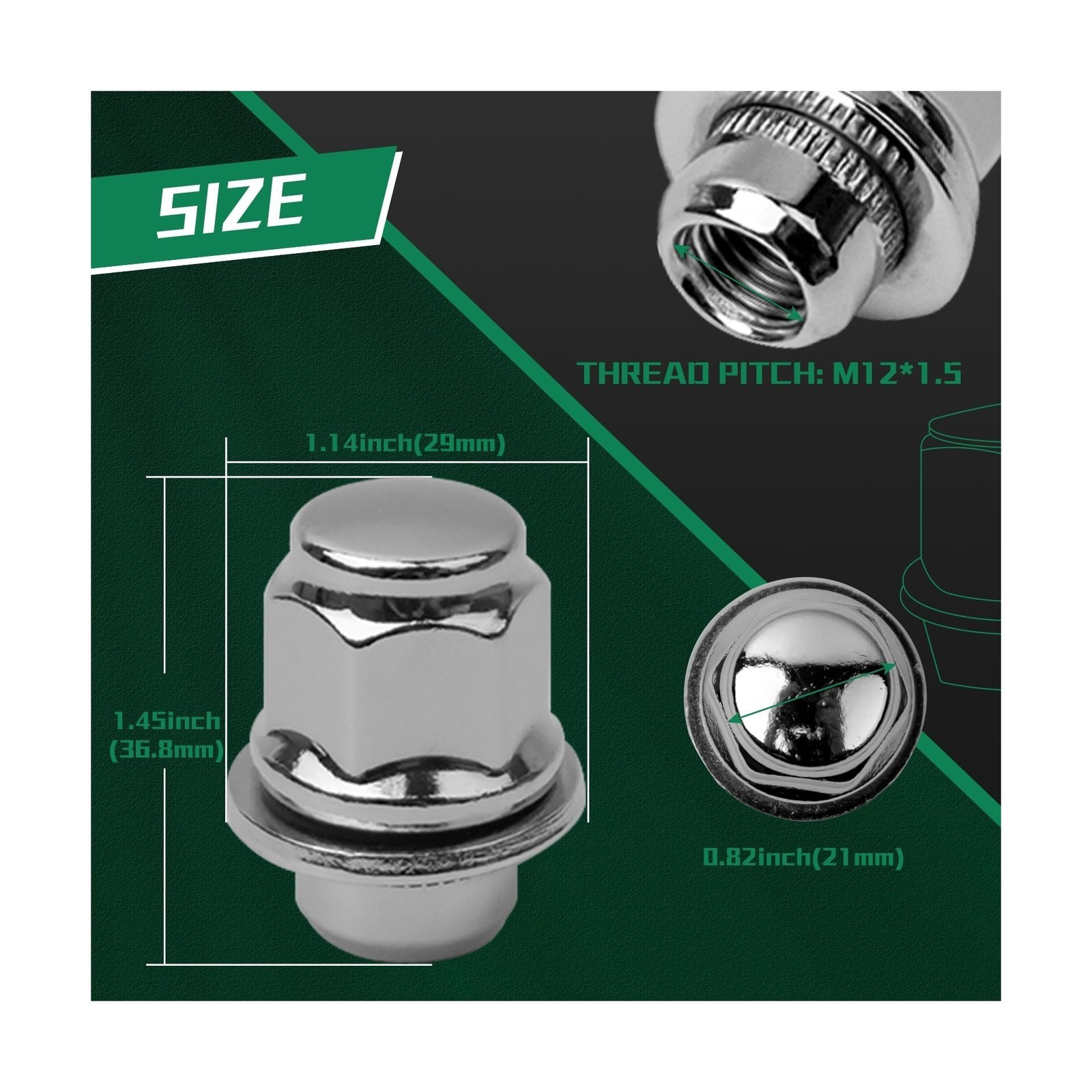 Lug Nuts – M12x1.5, for Toyota, Lexus, One-Piece Design, 611-211