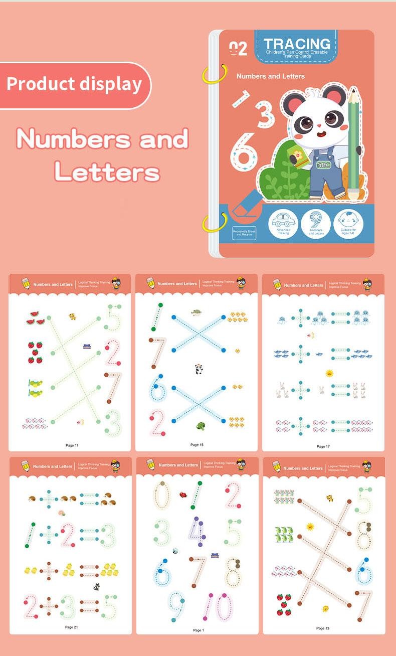 34 Page Childrens Reusable Workbook with Erasable Pen Early Learning Educational
