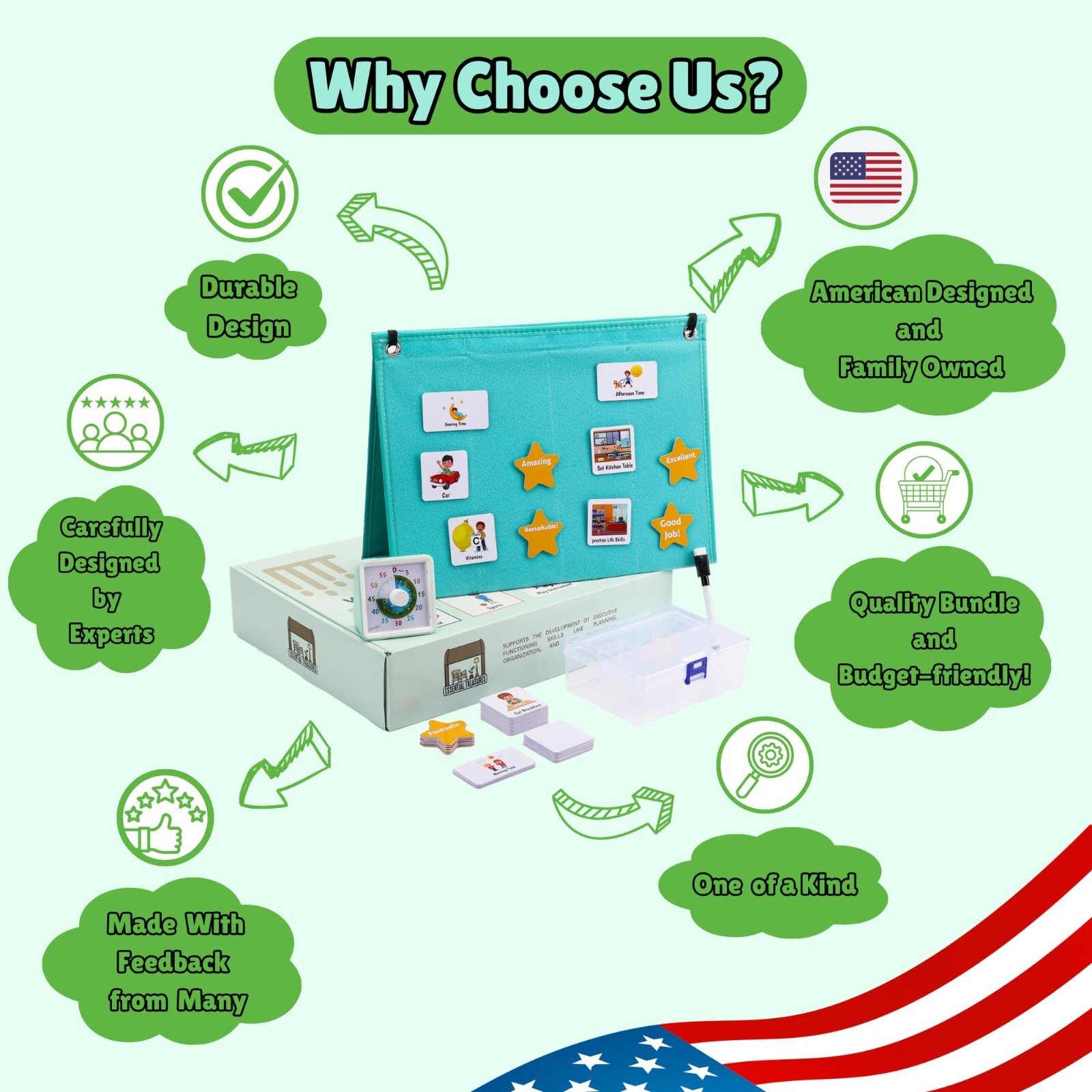 Visual Schedule for Kids with Visual Timer | Reward Chore Chart for Kids Autism