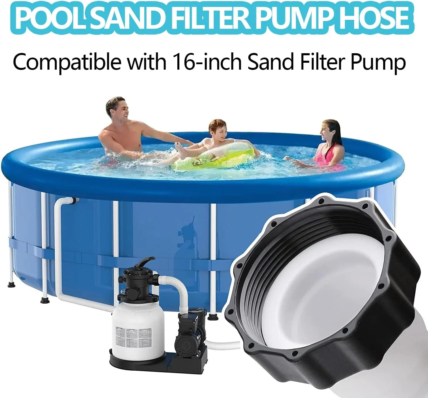 2-Pack 1.5-Inch Diameter Pool Hoses, 59-Inch Replacement Hoses Compatible with A