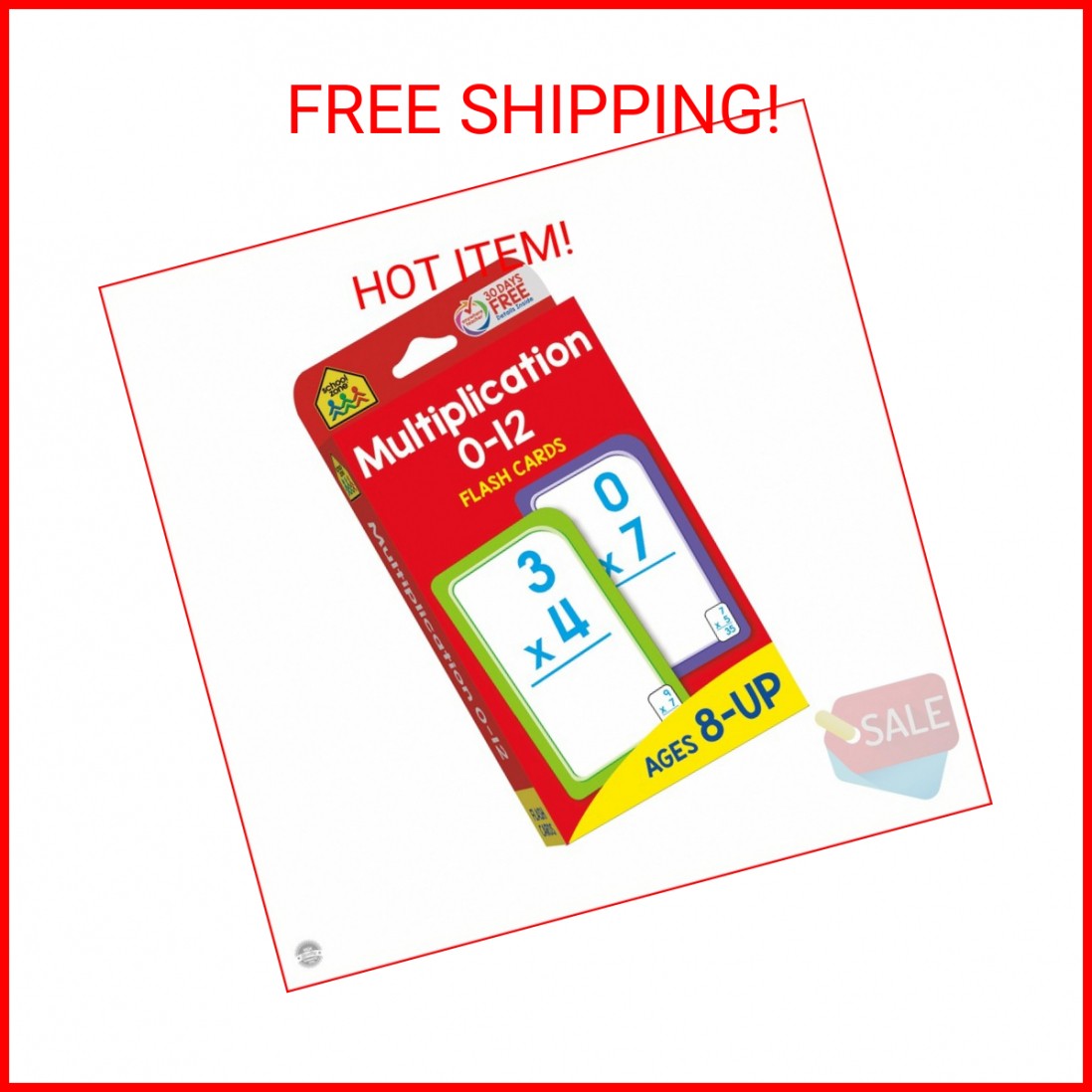 School Zone Multiplication 0-12 Flash Cards: 56 Math Cards, 3rd Grade, 4th Grade