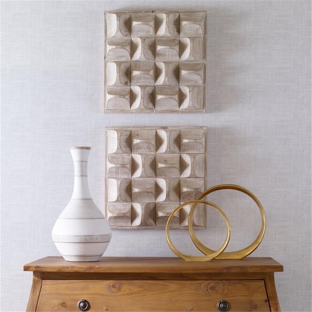 Bowery Hill Contemporary Fir Wood and MDF Wall Decor in Natural and Ivory