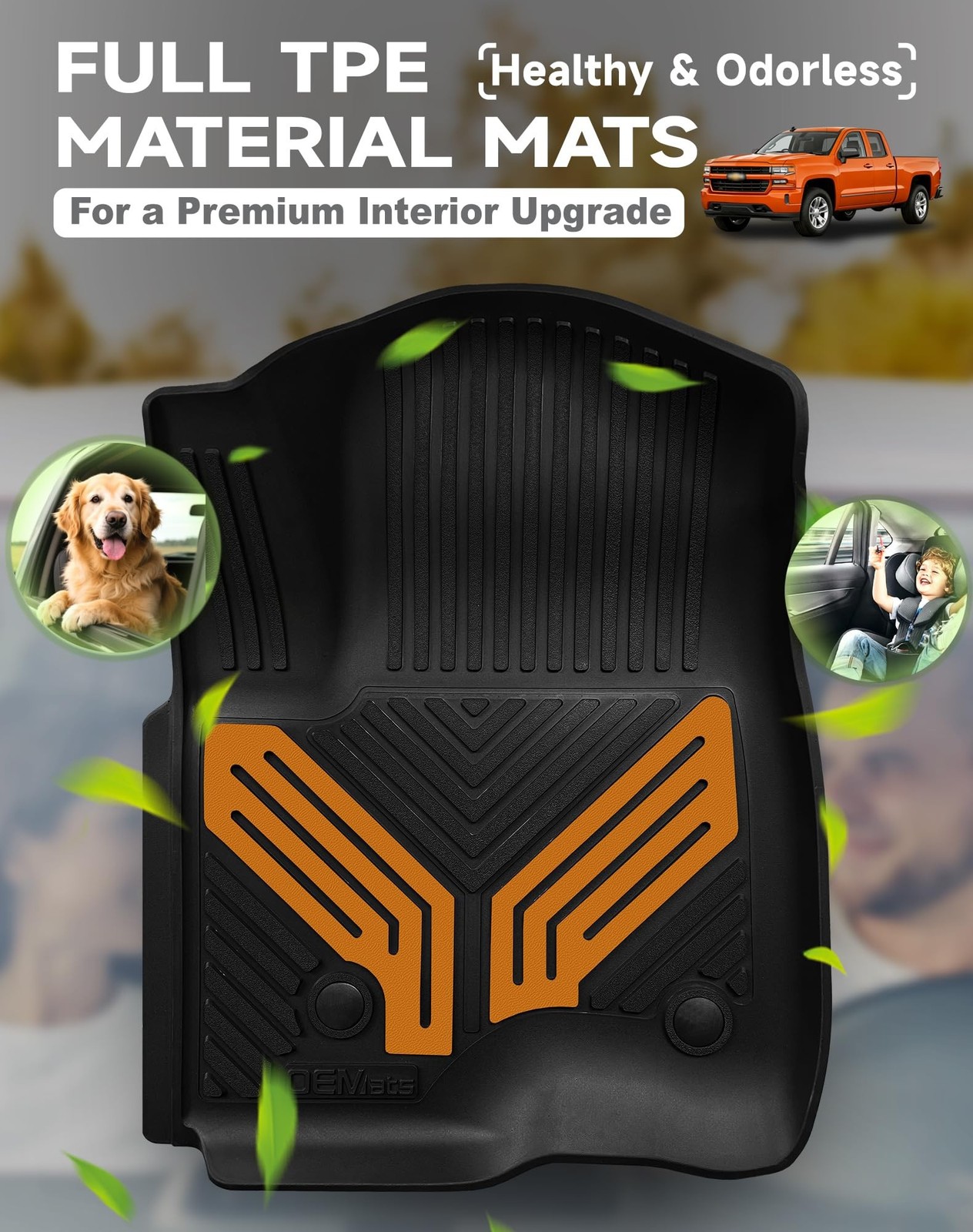Color TPE Floor Mats 2019–2026 for Chevrolet Silverado/GMC Sierra 1500 & 2