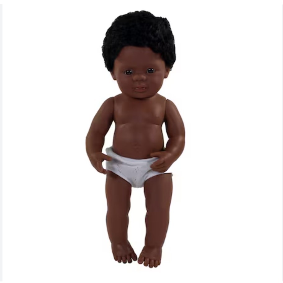 Miniland Multicultural Doll African American Boy 15 Inches Anatomically Correct