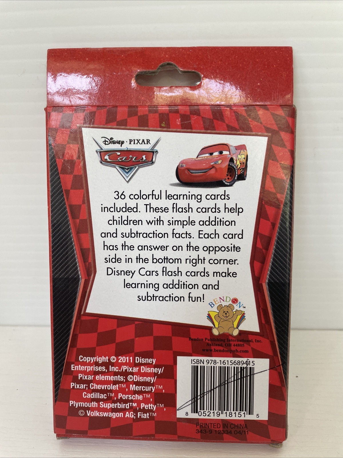 DISNEY PIXAR CARS Learning Cards Multiplication, 36 Count NEW