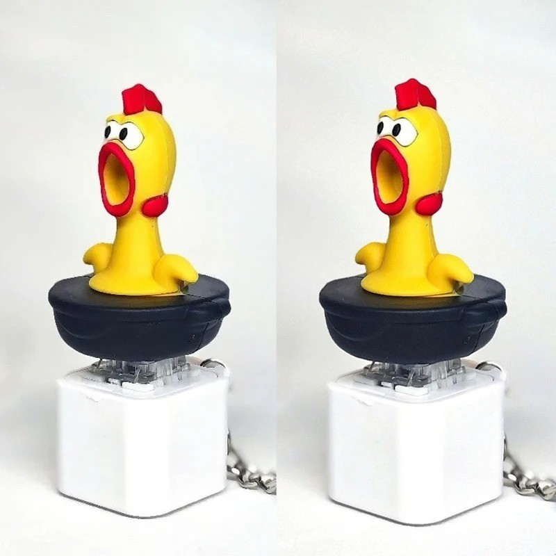 Funny Screaming Chicken Keychain Sound Light Press Button Fidget Toy Gift