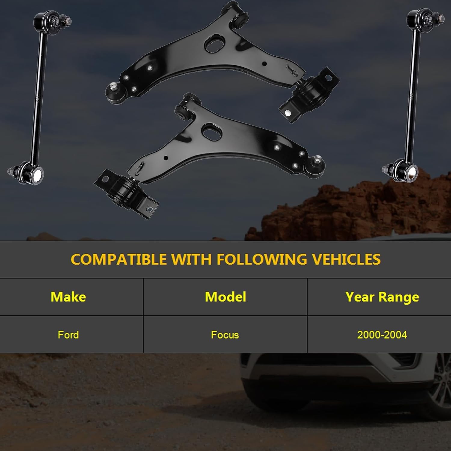 4pc Front Lower Control Arm Kit for Ford Focus 2000 2001 2002 2003 2004, K80405