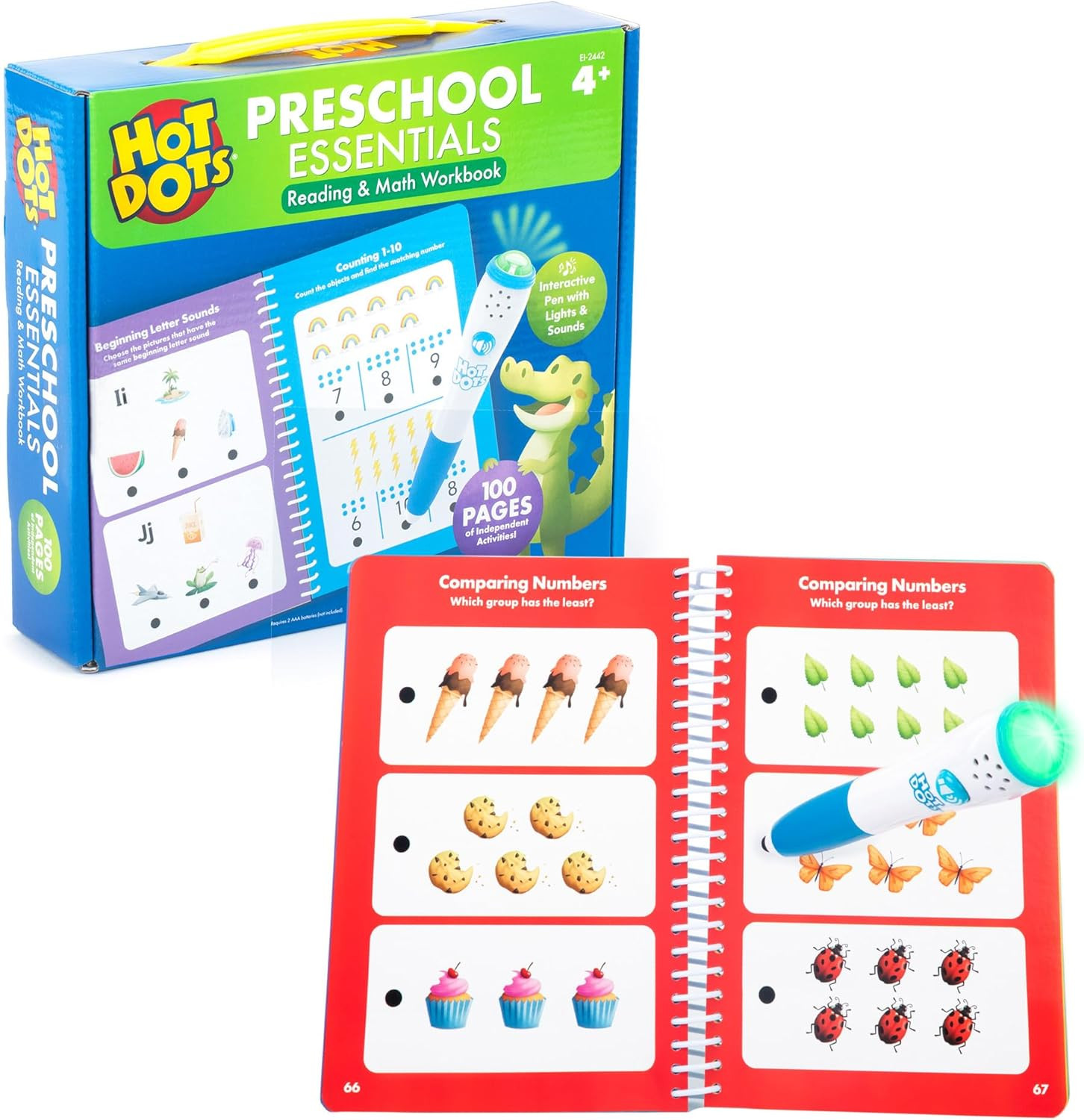Hot Dots Preschool Essentials: Reading & Math Workbook – Preschool Workbooks wit