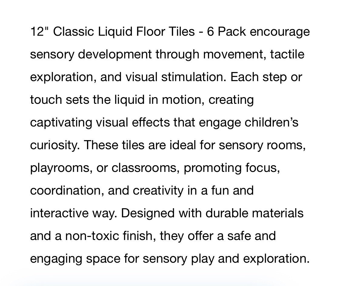 PLAYLEARN 12in Classic Liquid Floor Tiles (5) sensory development Teaching Tools