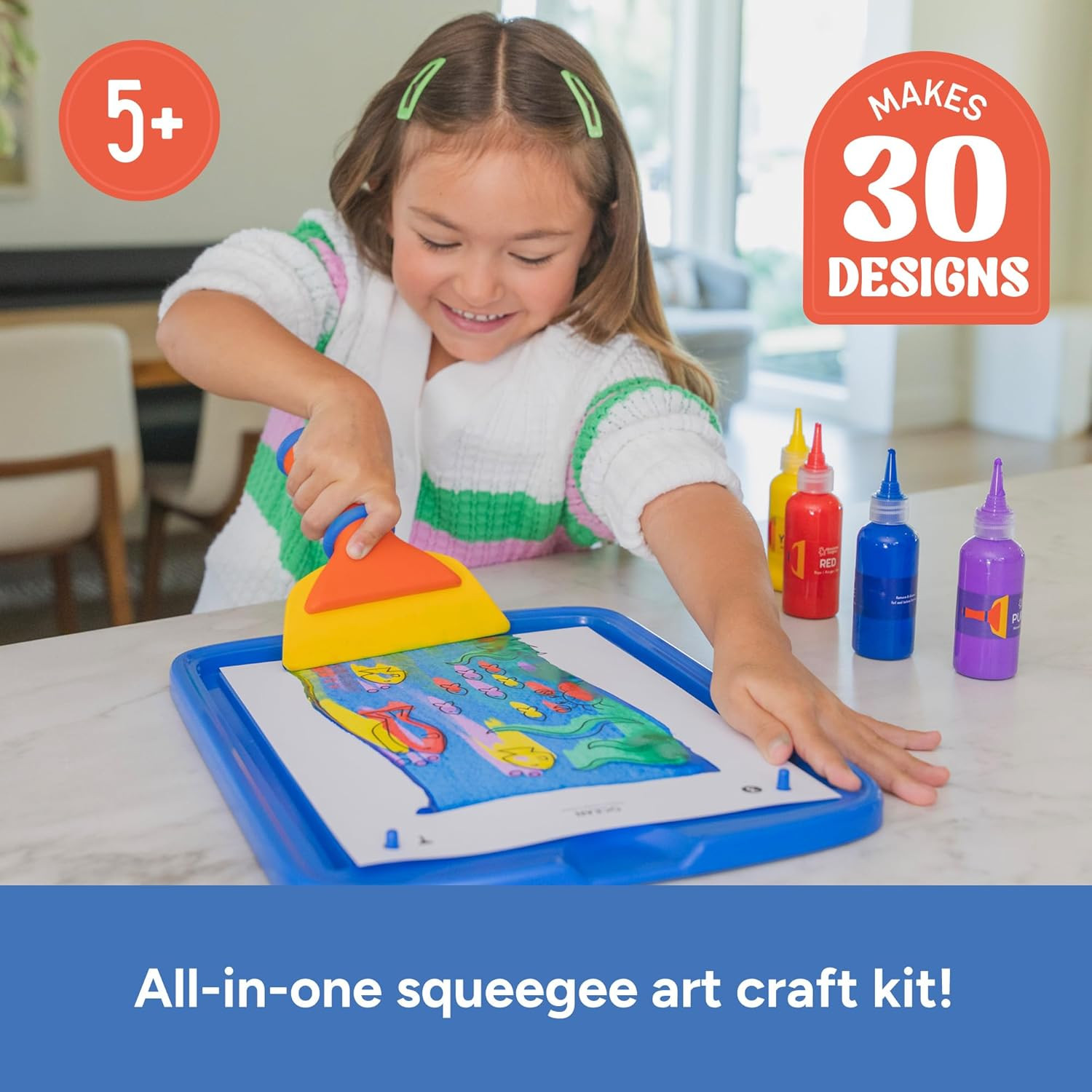 Squeegee Art Kit – DIY Crafts for Kids Ages 4-8, Squeegee Painting Kit for Kids,