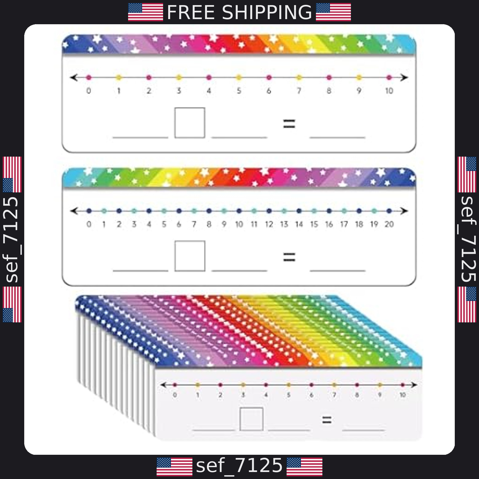 VUSIGN 26-Pack Double-Sided Dry Erase Number Line Cards 11.8? x 4?