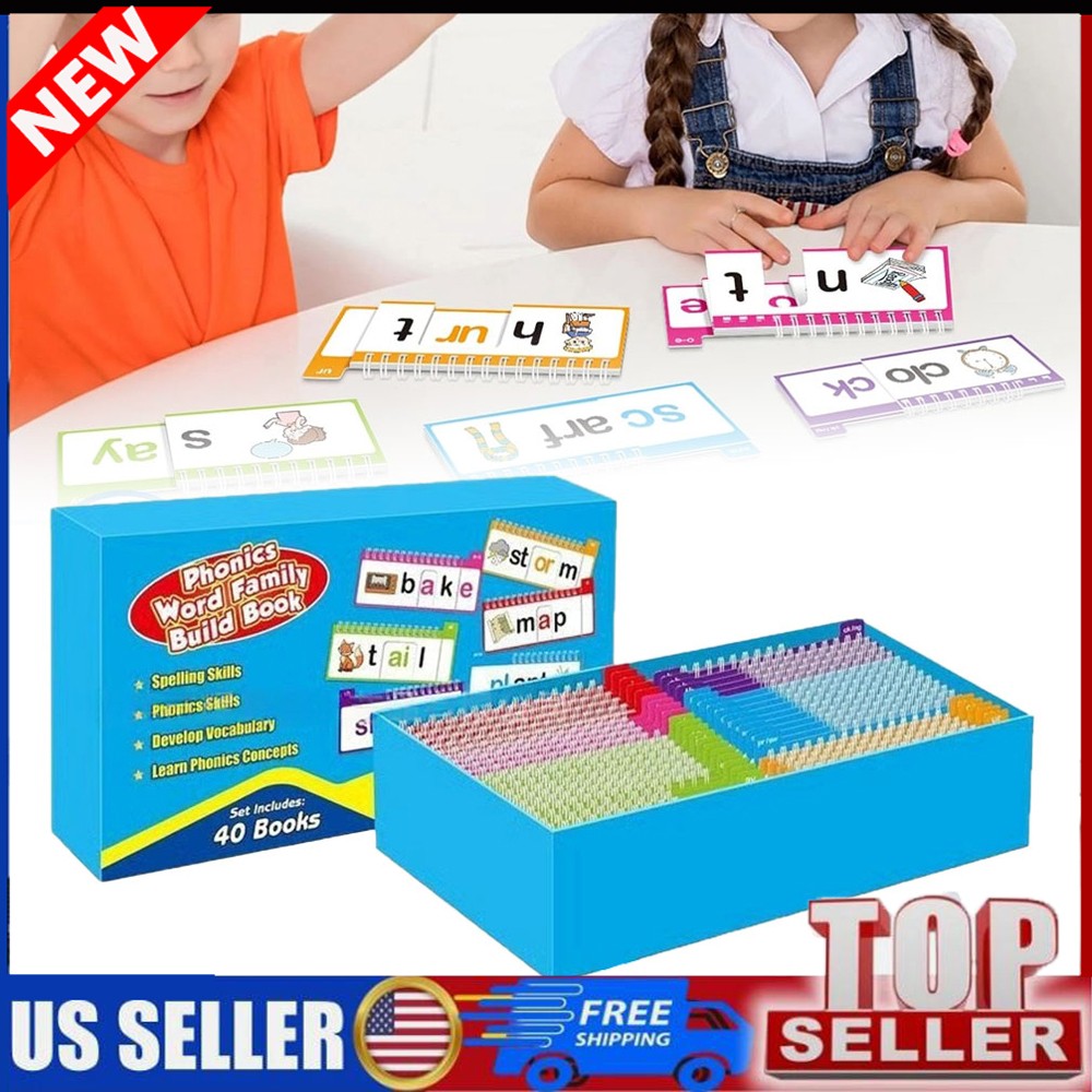 40 Read and Rhyme Flip Books,Phonics Word Family ET