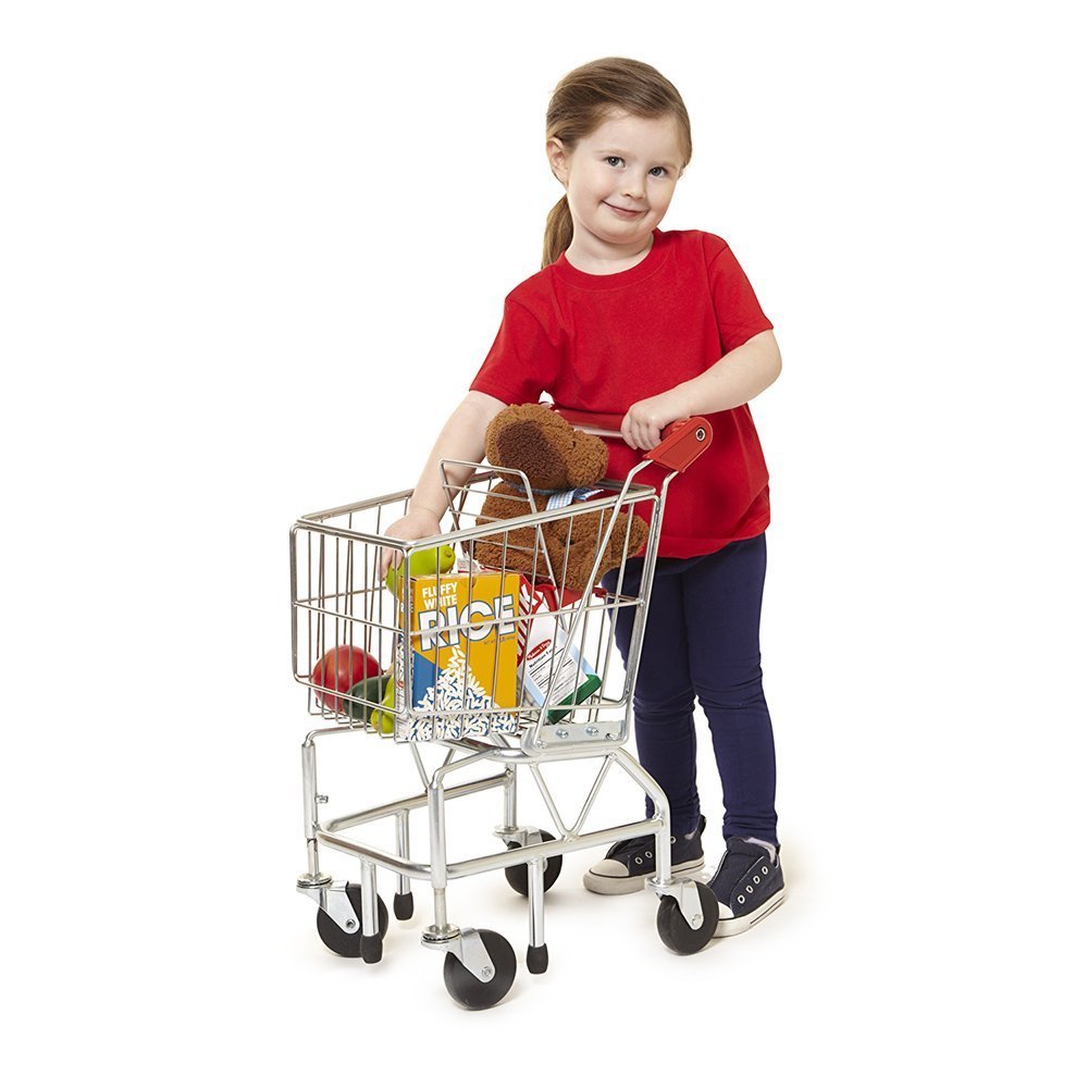 Toy Shopping Cart Real Metal Frame Toddler Durable Shop Play Kitchen House Food