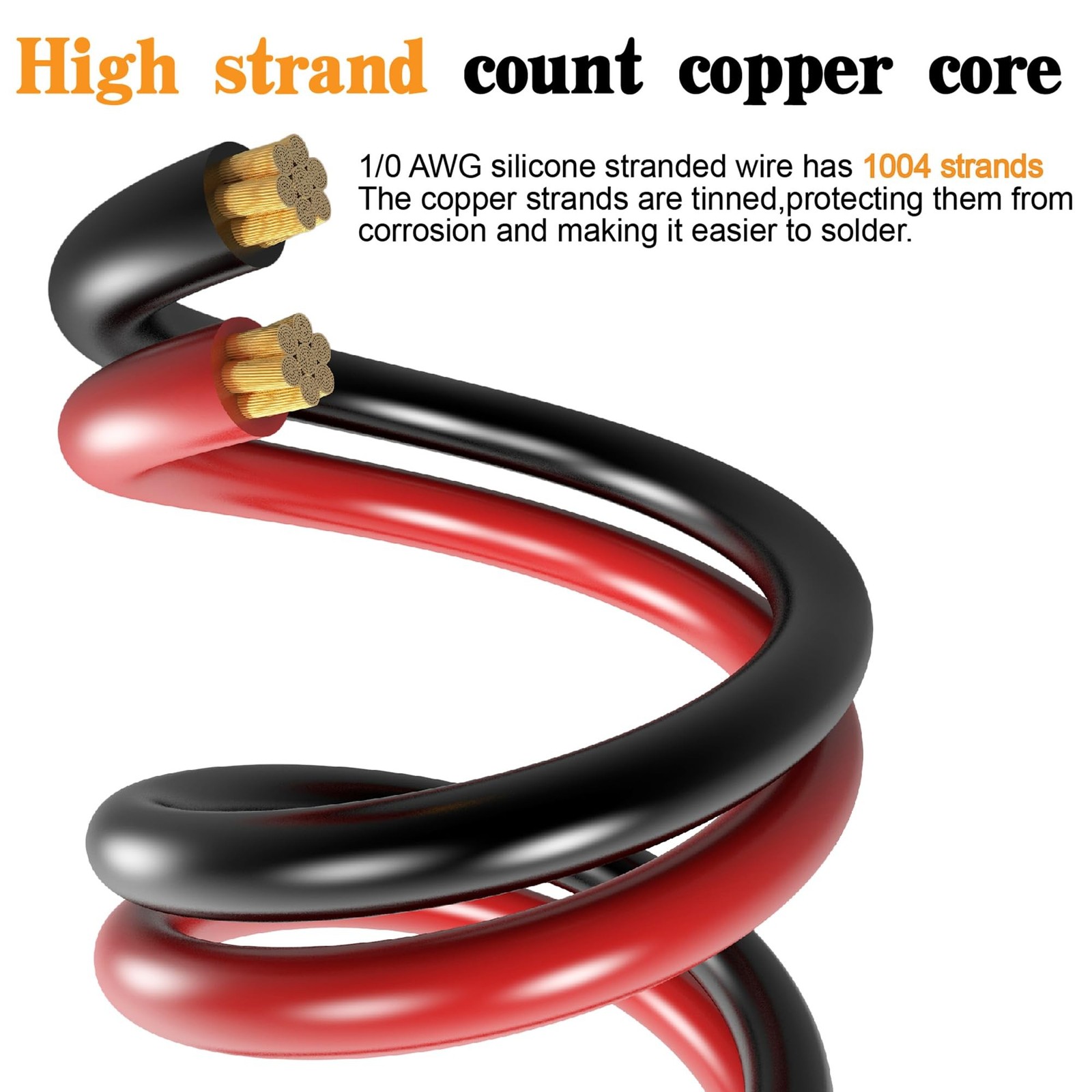 1/0 AWG Battery Cable 0 Gauge Wire Copper Clad Aluminum CCA Amp Wir… Fast Ship