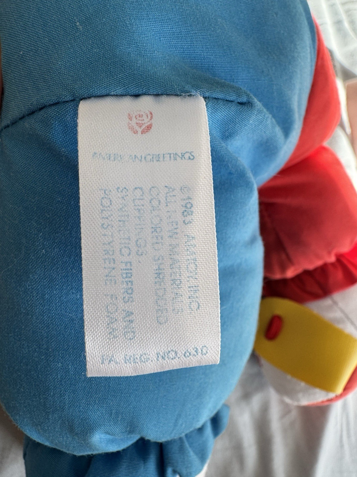American Greetings Amtoy Clown Doll 1983 Educational Plush Toy Snap Button Zipp…