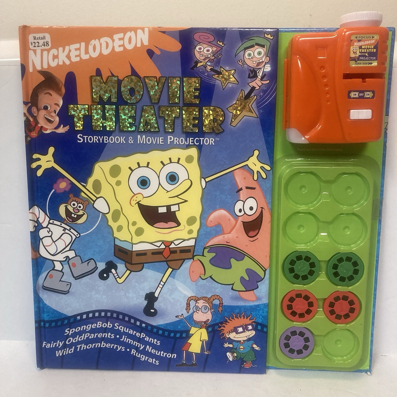 2002 Nickelodeon SpongeBob Jimmy Neutron & More Book & Movie Projector VTG RARE