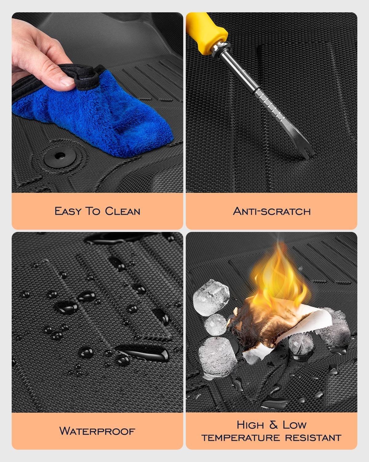 All Weather Floor Mats 2014-2018 for Chevy Silverado & GMC Sierra 1500, 2015-201