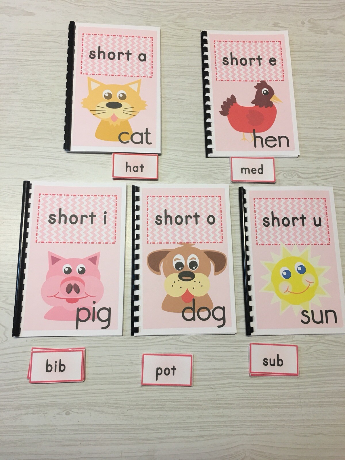 Interactive Learning Books for Children – Short Vowel Set w/60 Laminated Cards