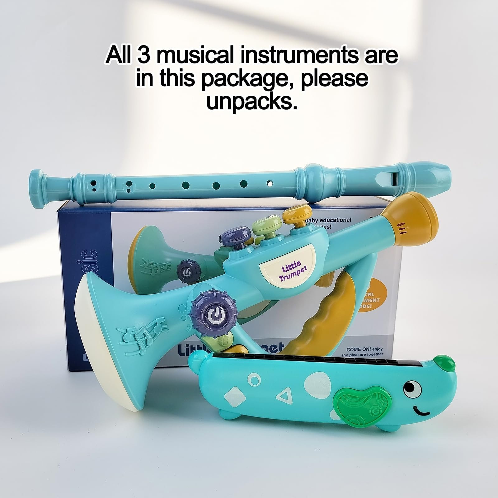 Toddler Musical Instruments Toy, Trumpet, Harmonica, Recorder Flute for Kids…