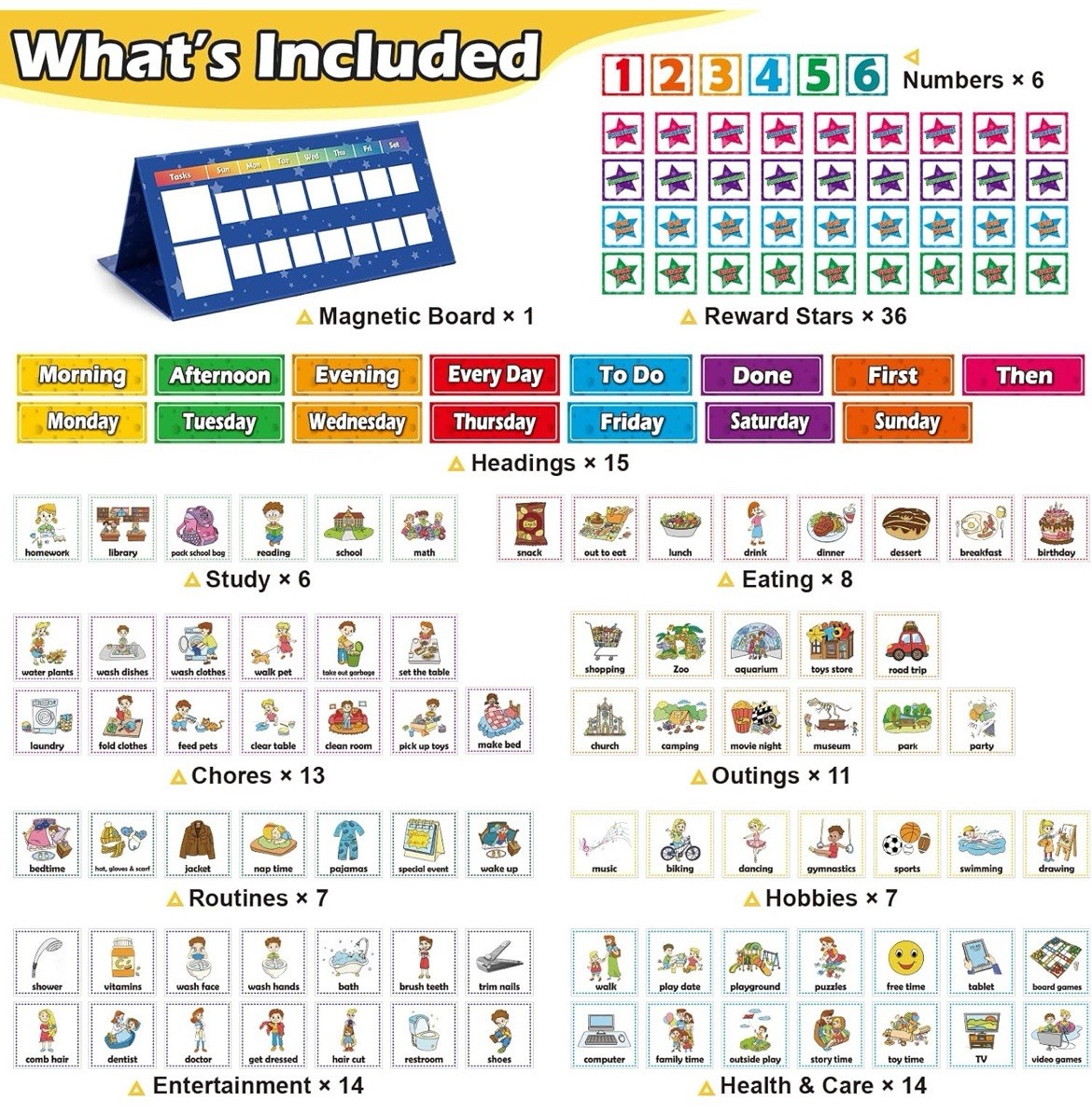 Aizweb Visual Schedule for Kid Chore Chart,Magnetic Morning Bedtime Routine