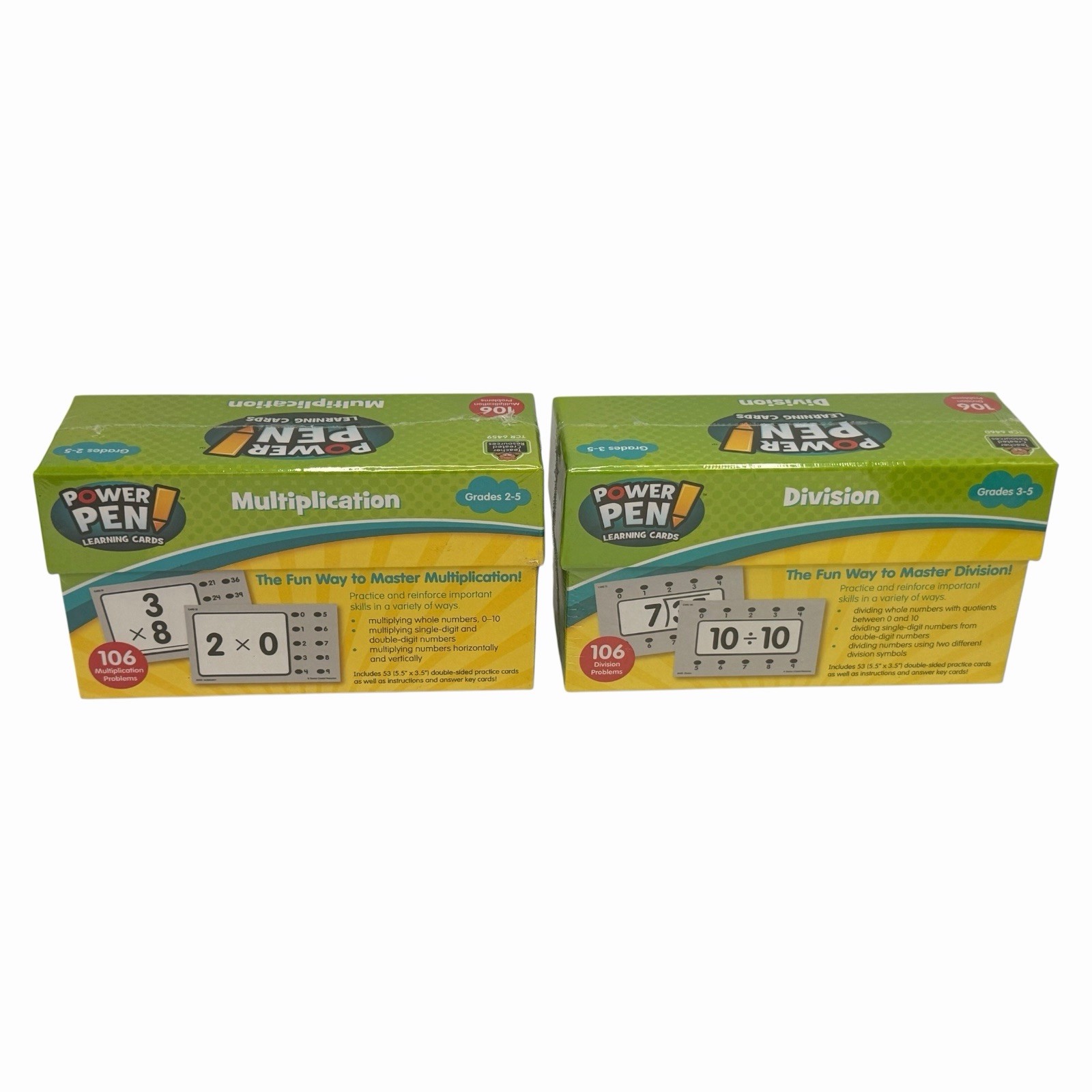 Power Pen Learning Cards Numbers Lot of 5 Time Division Place Value Mult & Fract