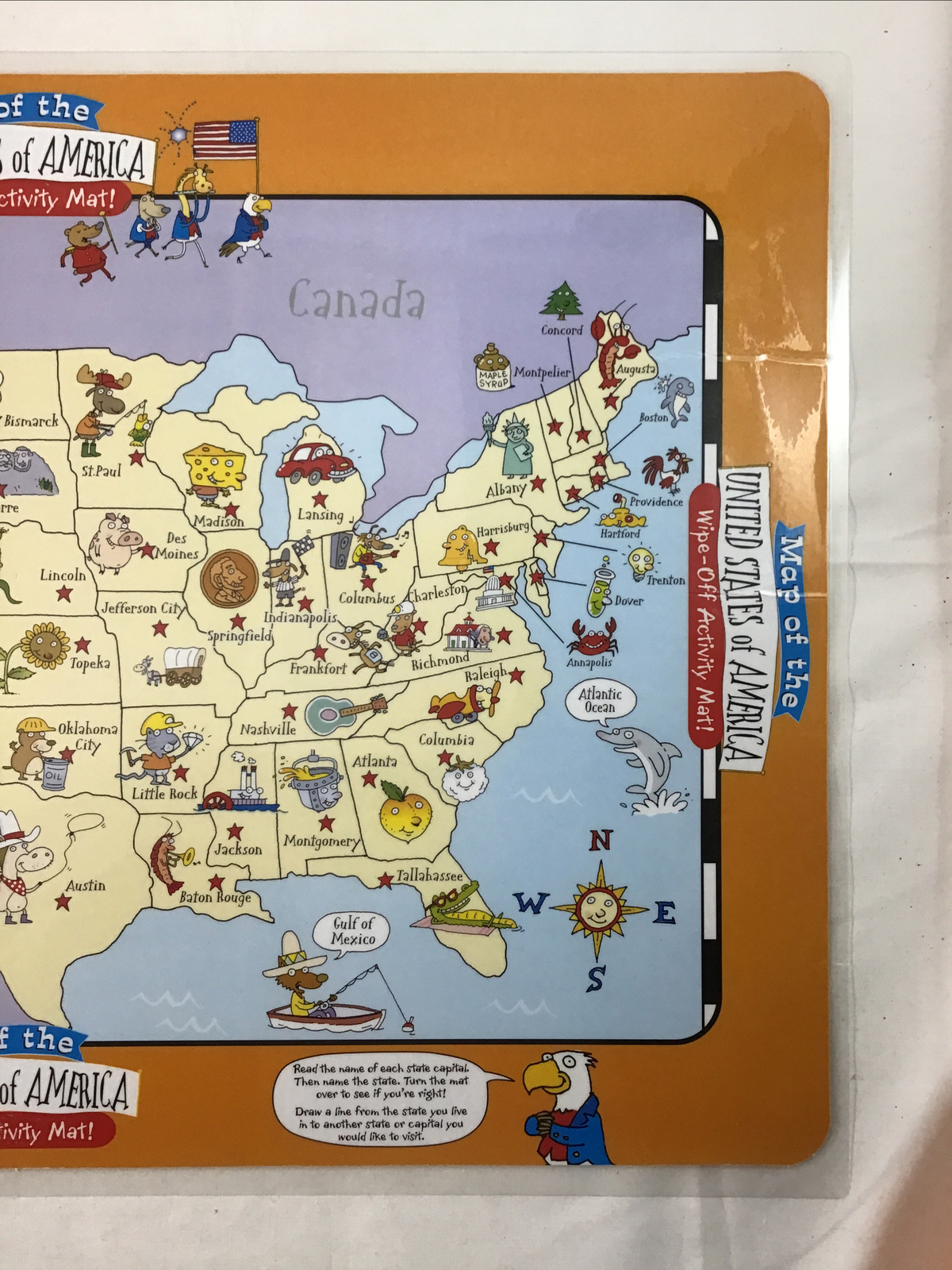 Map of the United States of America Wipe Off Activity Mat Learning Horizons