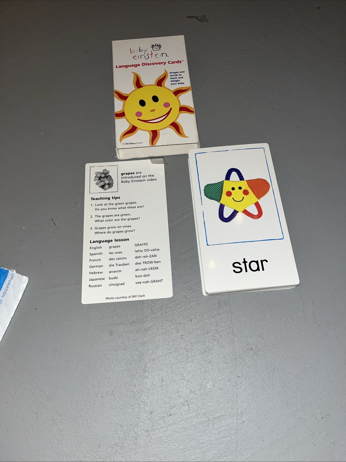 Baby Einstein Language Discovery Cards Educational Words Babies 1999 COMPLETE!