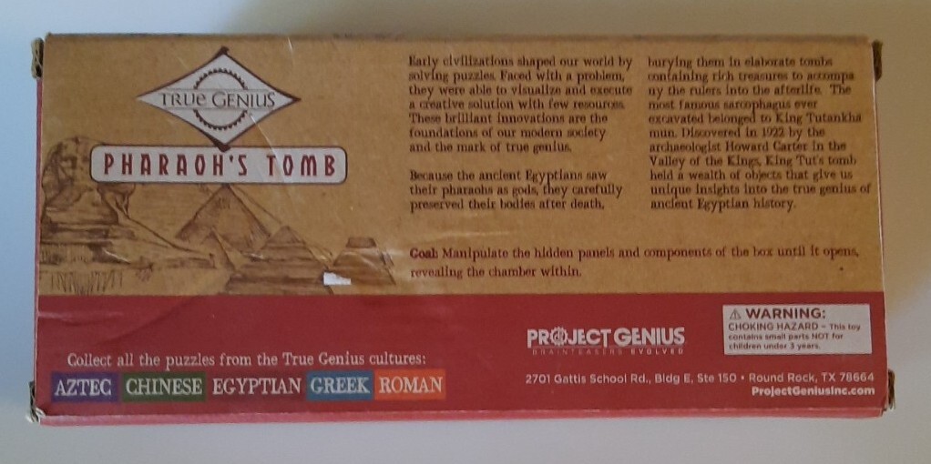 Pharaoh’s Tomb True Genius Wooden Puzzle Box Ages 14+ – NEW – FAST SHIP