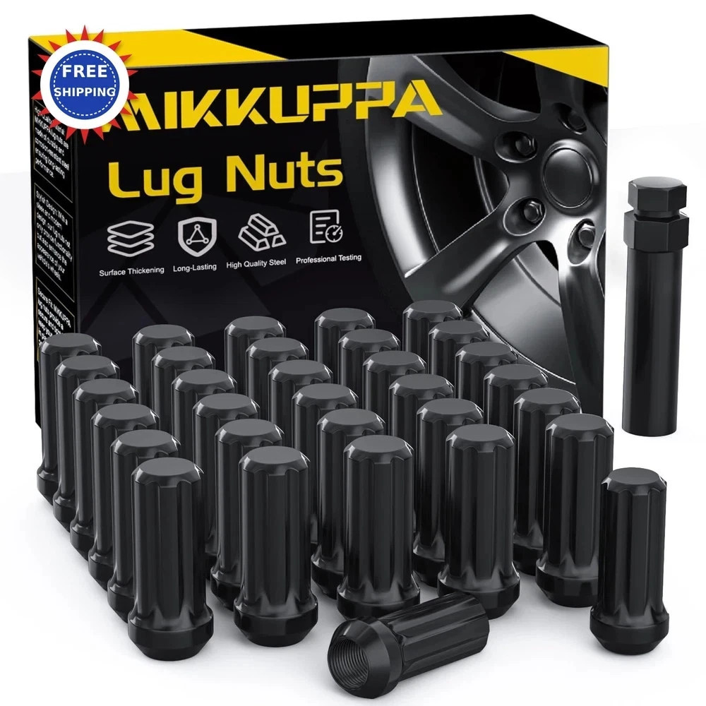 MIKKUPPA M14x15 Wheel Lug Nut 32pcs Black Compatible with Chevy Silverado 1500