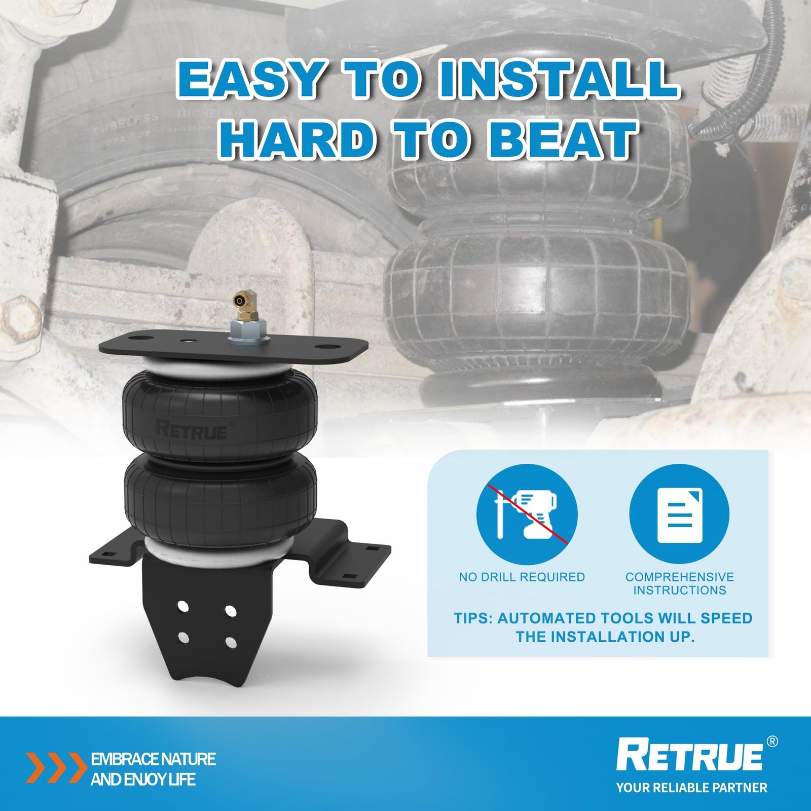 RETRUE Rear Air Bags Suspension Kit for Toyota Tundra 2007-2021 Truck Towing,…