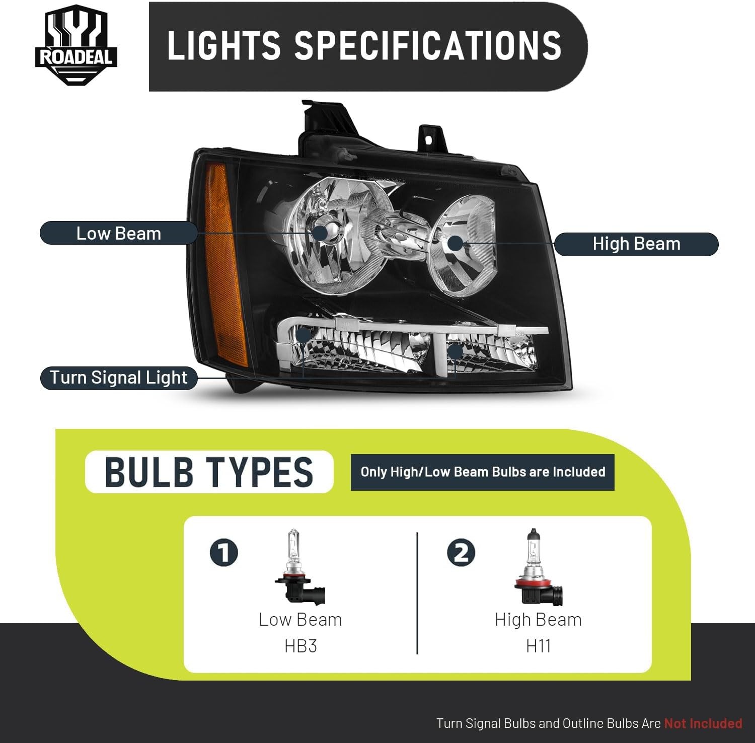 2007-2014 Chevy Tahoe Headlights w Bulbs Pair