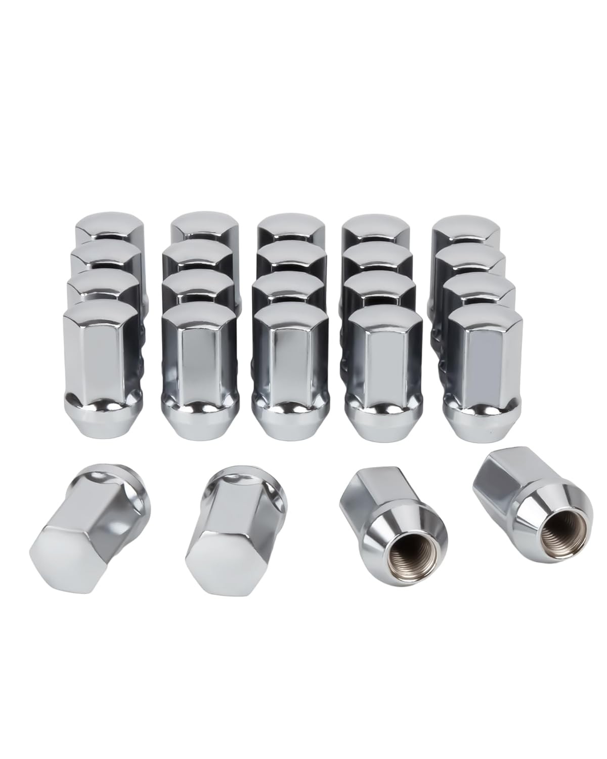 M14x1.5 Lug Nuts 24pc for Chevy Silverado 1500 Ram 1500 Chrome