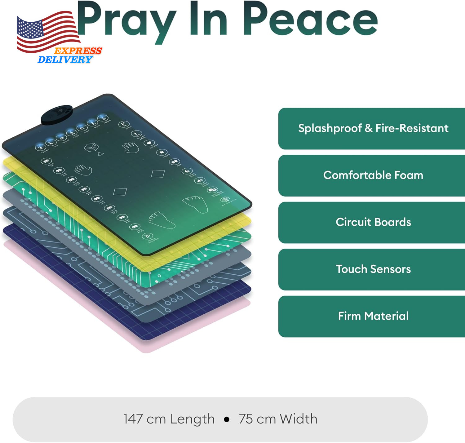 Salah Mat Interactive Prayer Mat & Reverts Learning Surahs Salah Duas & More