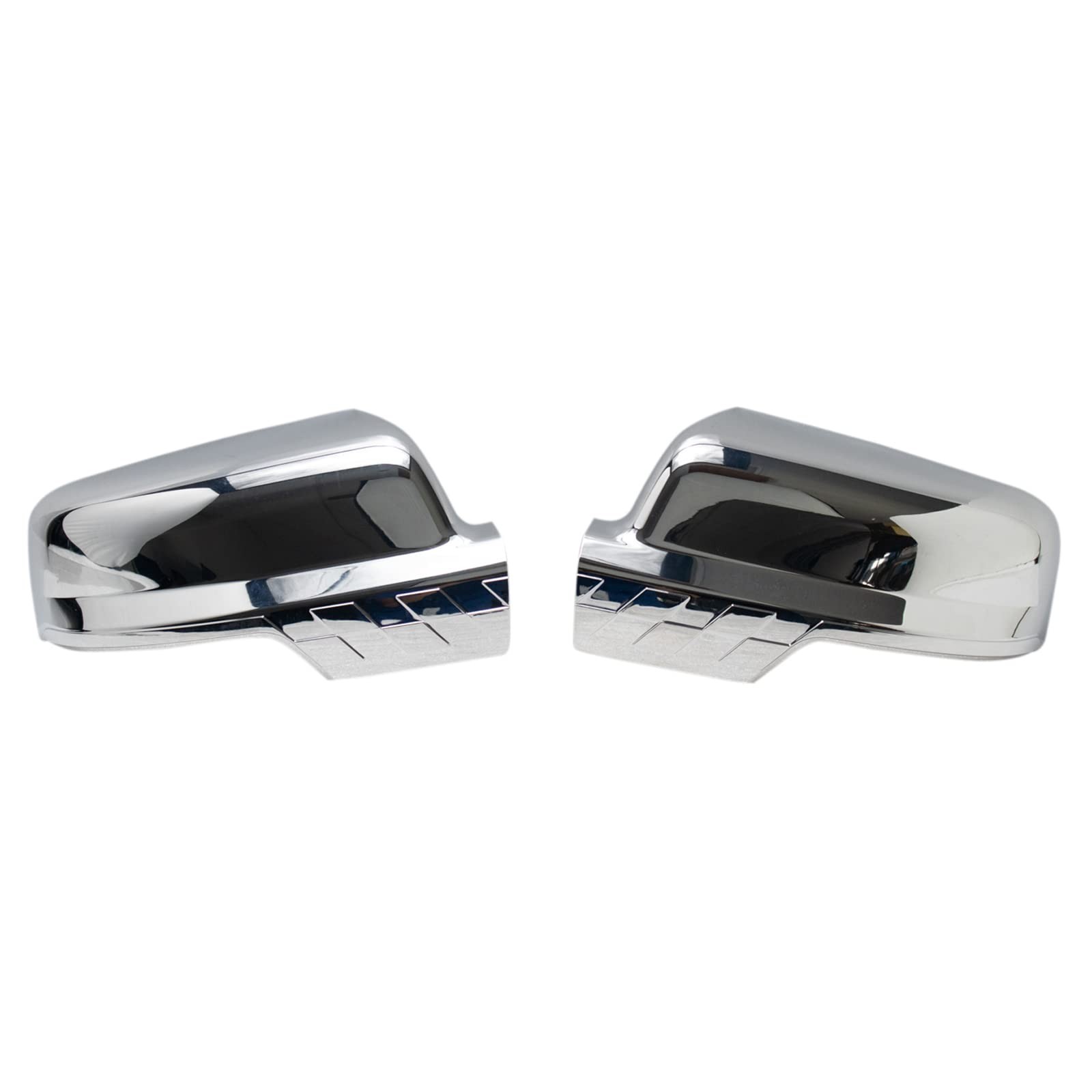 TRQ Left & Right Mirror Cap Set Chrome Turn Signal Checkered Flag Style Compa…