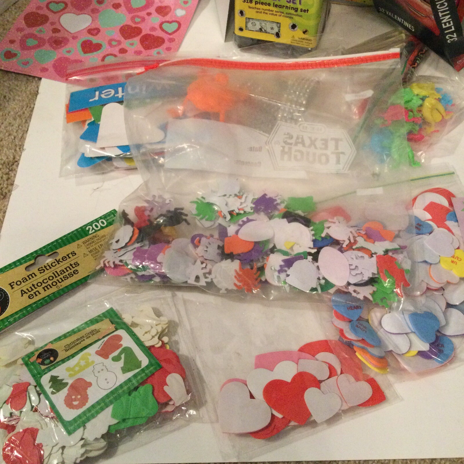 Educational supplies lot, money, calendar, paper, stickers, stencils 3rd Grade 4