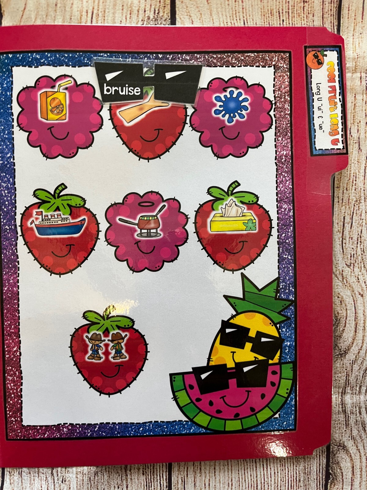 Cool Fruit Variant Long Vowel Team U File Folder Game Literacy Center Bag Task