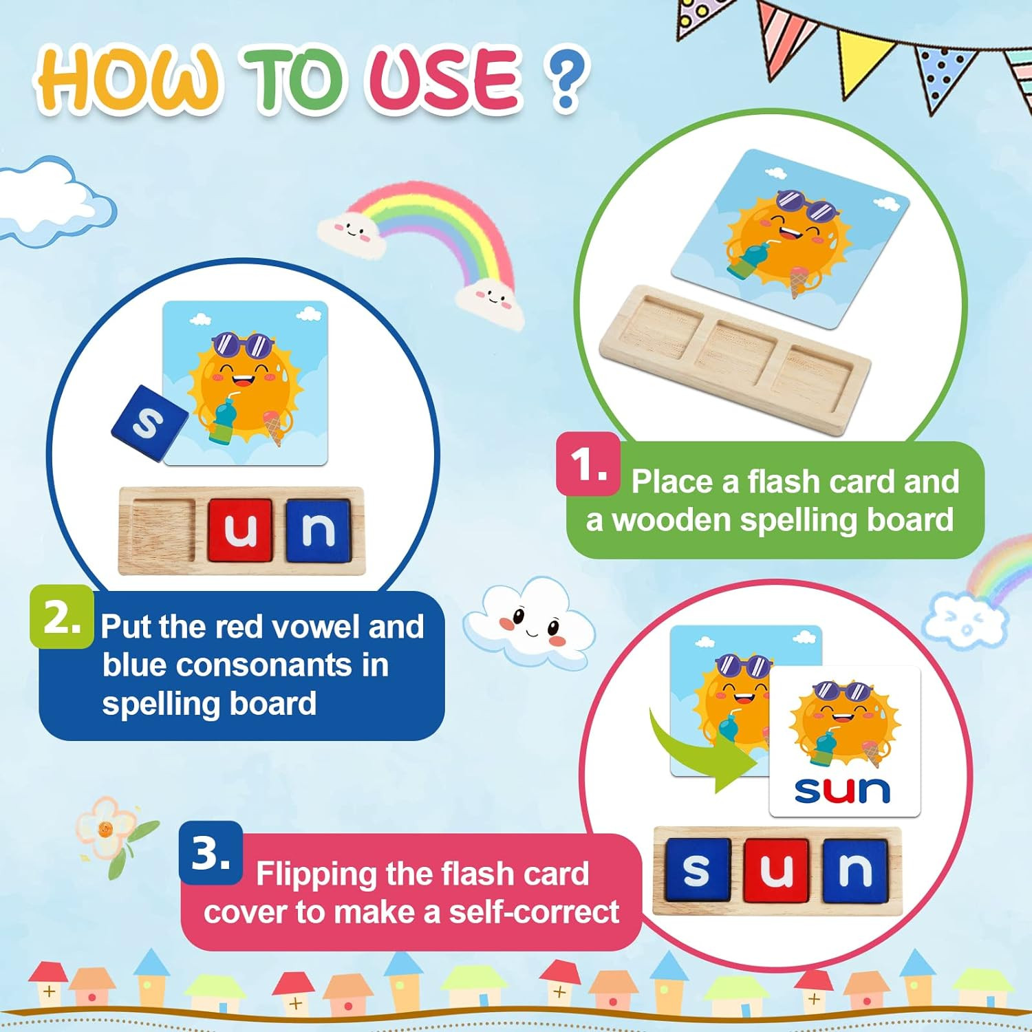 CVC Word Educational Toy Spelling Games, Preschool Toddler Learning Activities,