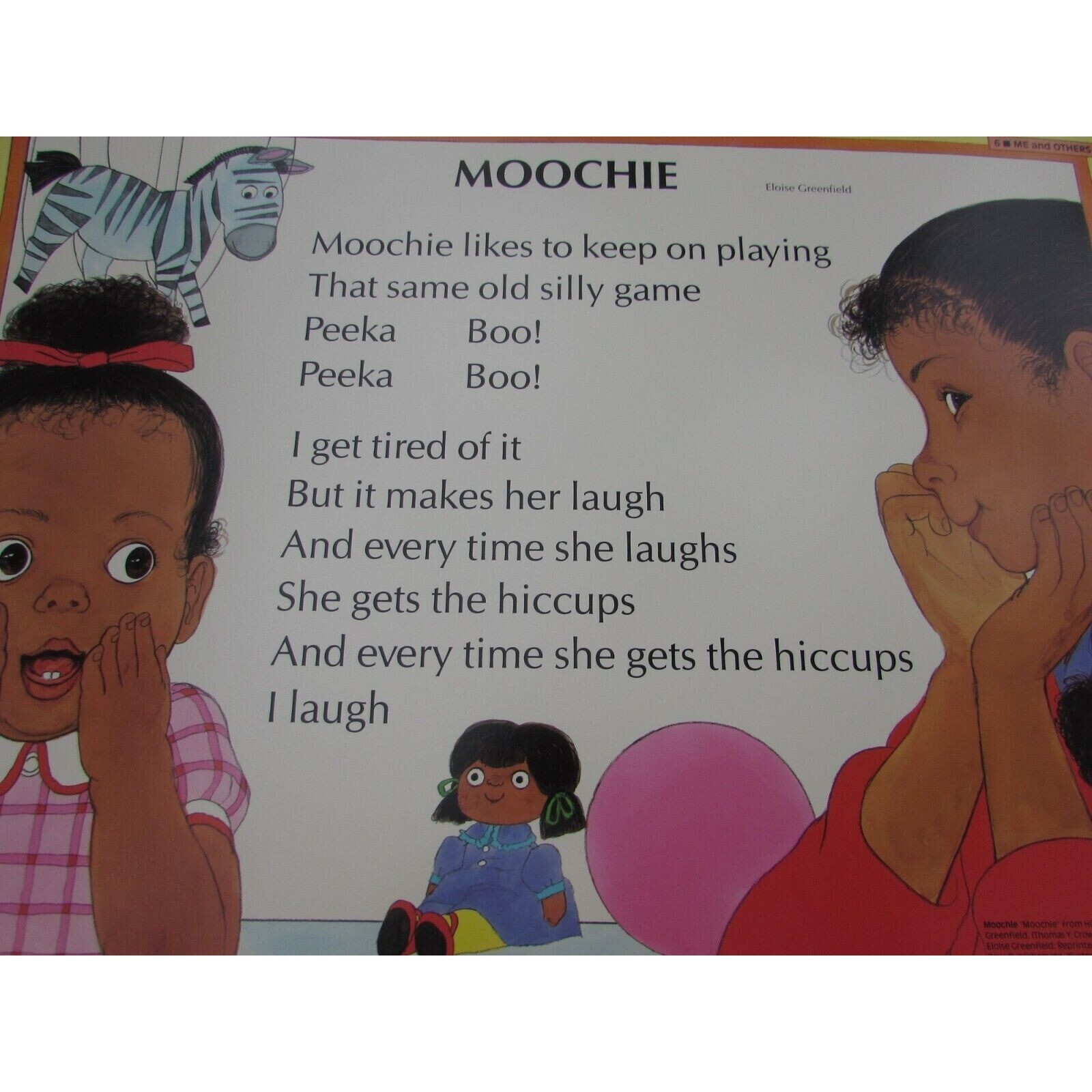 Moochie Grade School Poster Eloise Greenfield 30242 Poetry VNTG