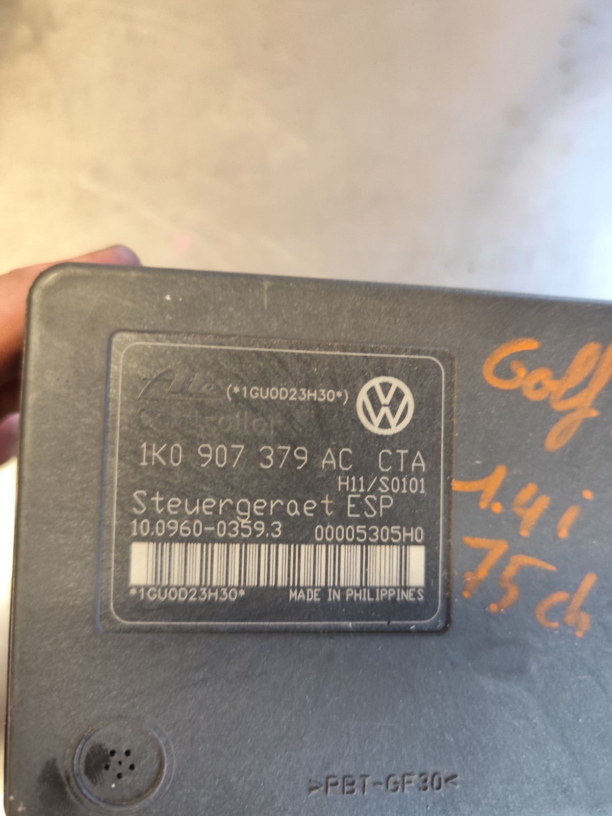 ABS BLOCK CASE VW VOLKSWAGEN GOLF 5 + 1.4i 16V 75CV 1K0907379AC / 1K0614517AE