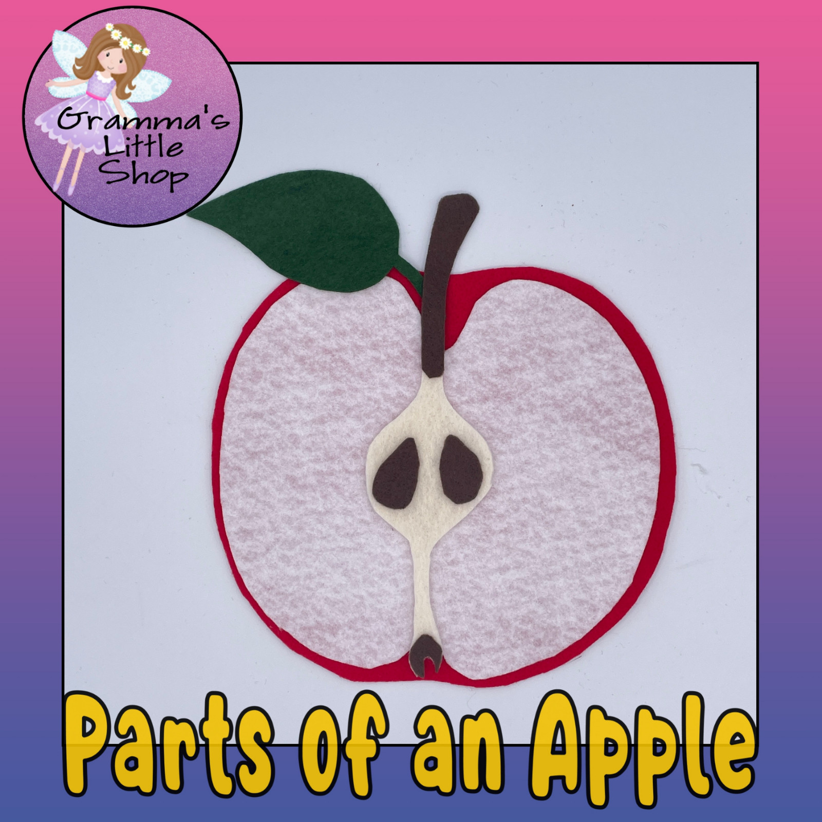 Parts of an Apple Science Felt Story Set for Felt/Flannel Board with Worksheet