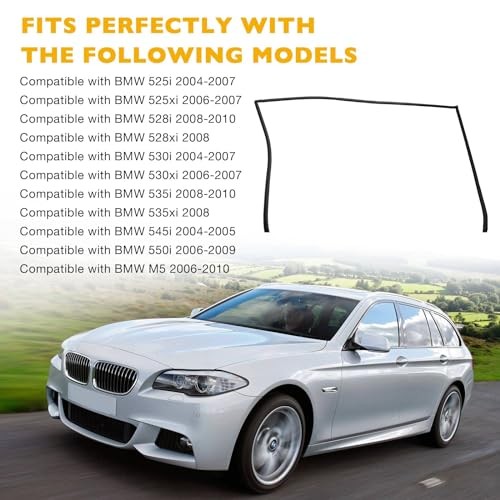 51317027916 Rear Windshield Upper Moulding Seal Rubber, Compatible with BMW 5