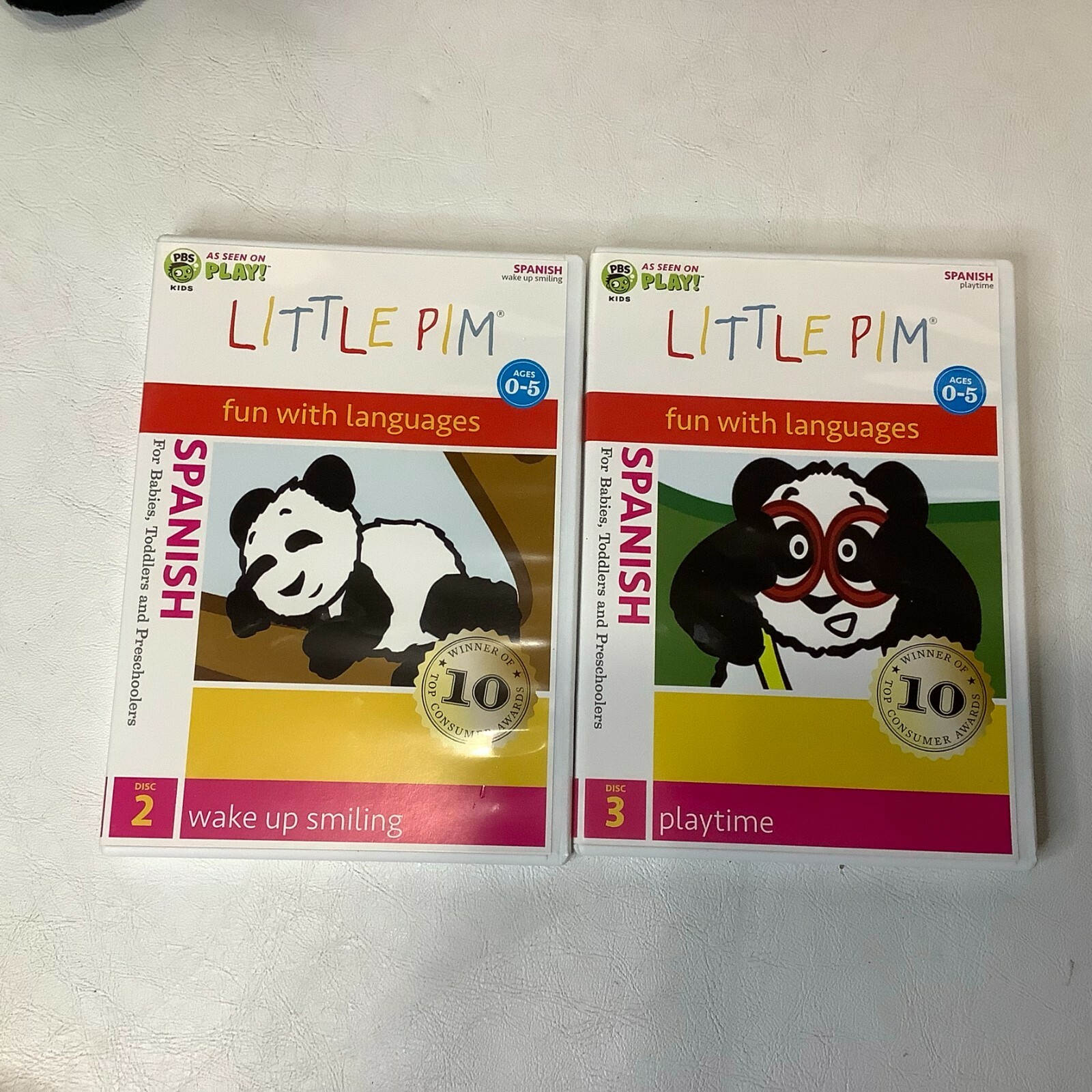 Little PIM Panda Spanish Set DVDs Word Cards Baby Toddler PBS Plush MISSING 1