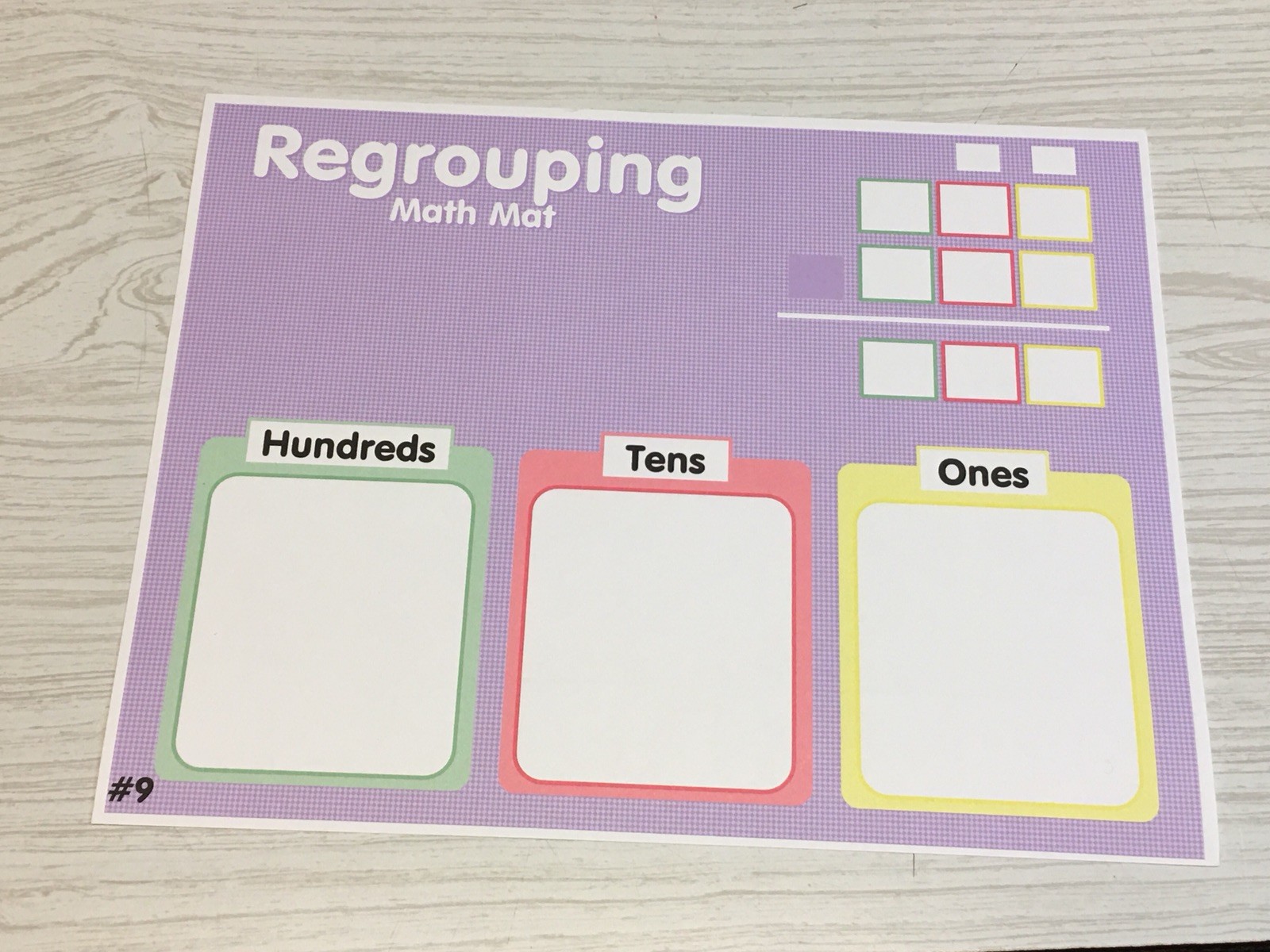 Classroom Set of 10 – Laminated Math Work Mats – Dry Erase #09