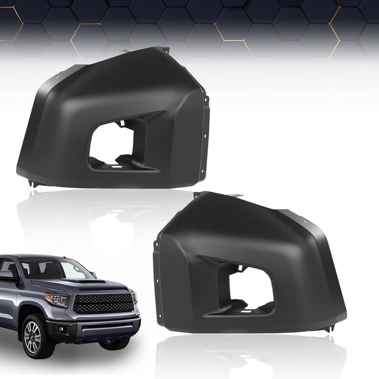 PIT66 Front Bumper End Cap Left and Right Plastic w/o Sensor Holes Compatible…