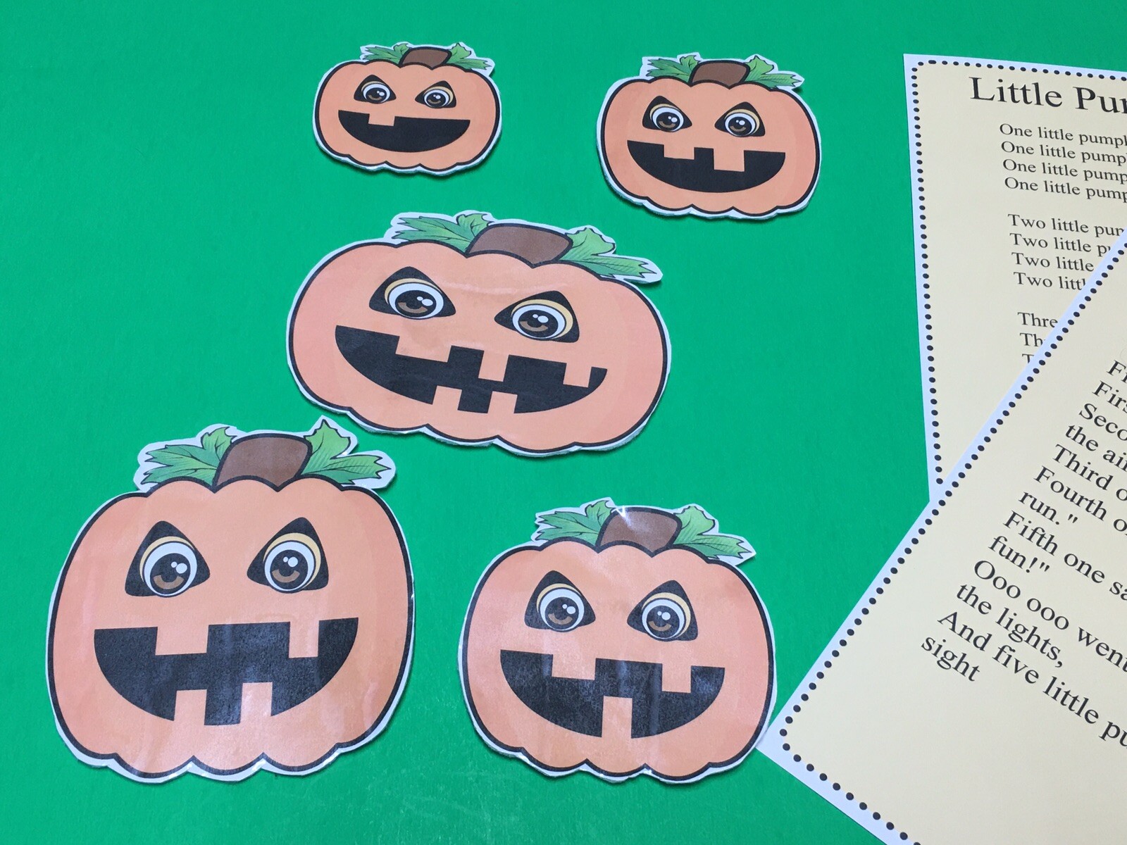 Five Little Pumpkins Flannel Board Set – Laminated Activity Set – Teaching