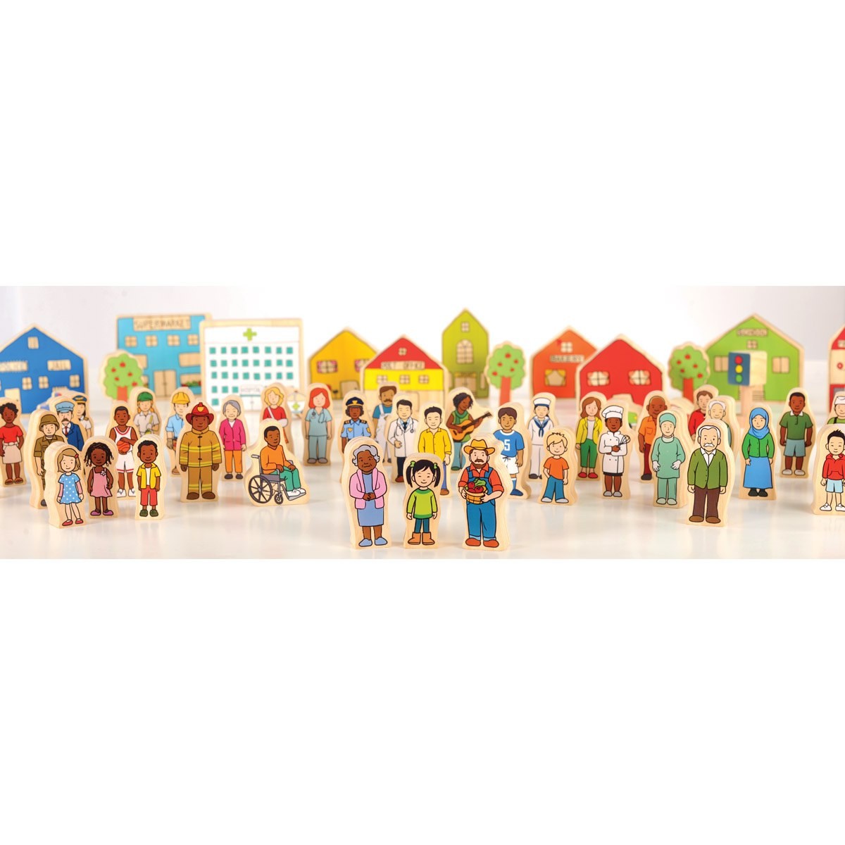 The Freckled Frog Wooden Village People – 42 Pieces