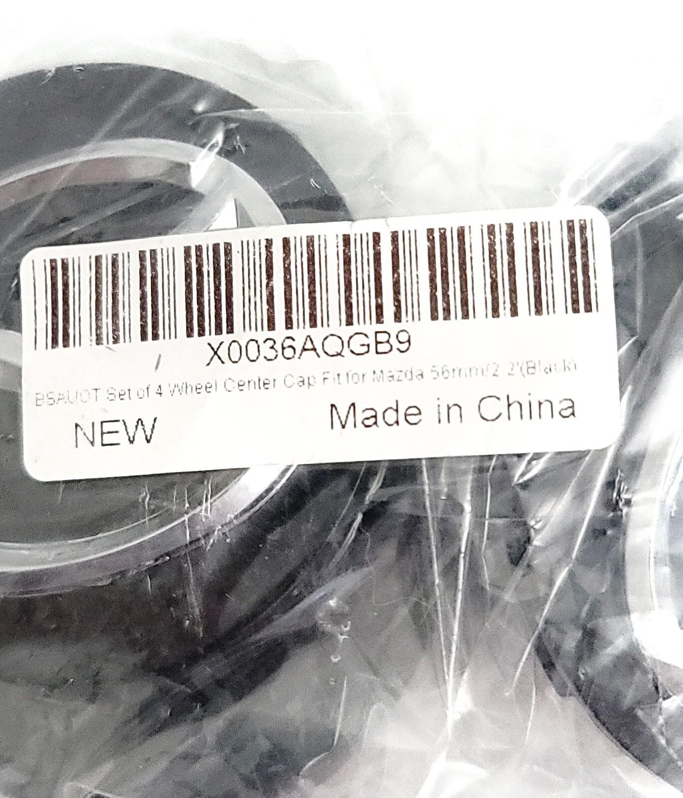 4PC 56mm Wheel Replacement Center Hub Caps For Mazda Cover Badge Emblem Black