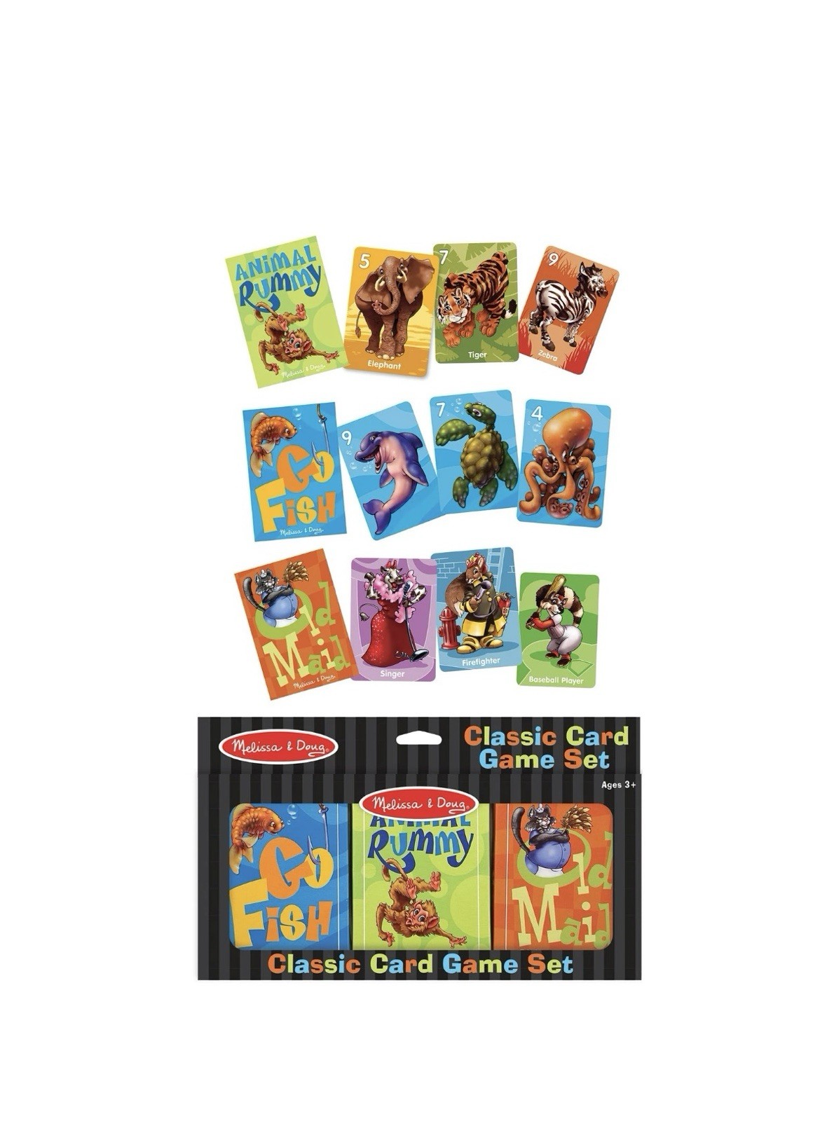 Melissa and Doug Animal Card Game Set Old Maid Go Fish Rummy for Kids 3+