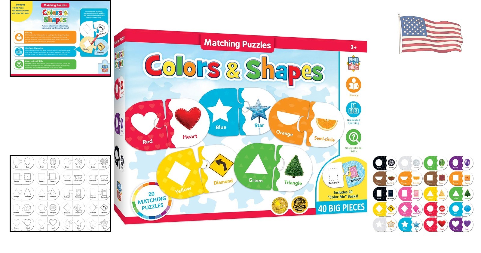 Preschool Colors & Shapes Matching Game – Eco-Friendly Jigsaw Puzzle for Kids