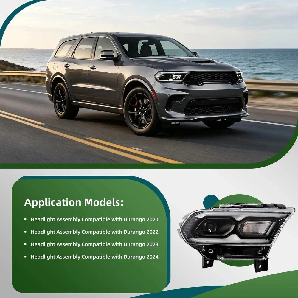 Headlight Assembly Passenger Compatible with Durango 2021-2024 Right side w/D…